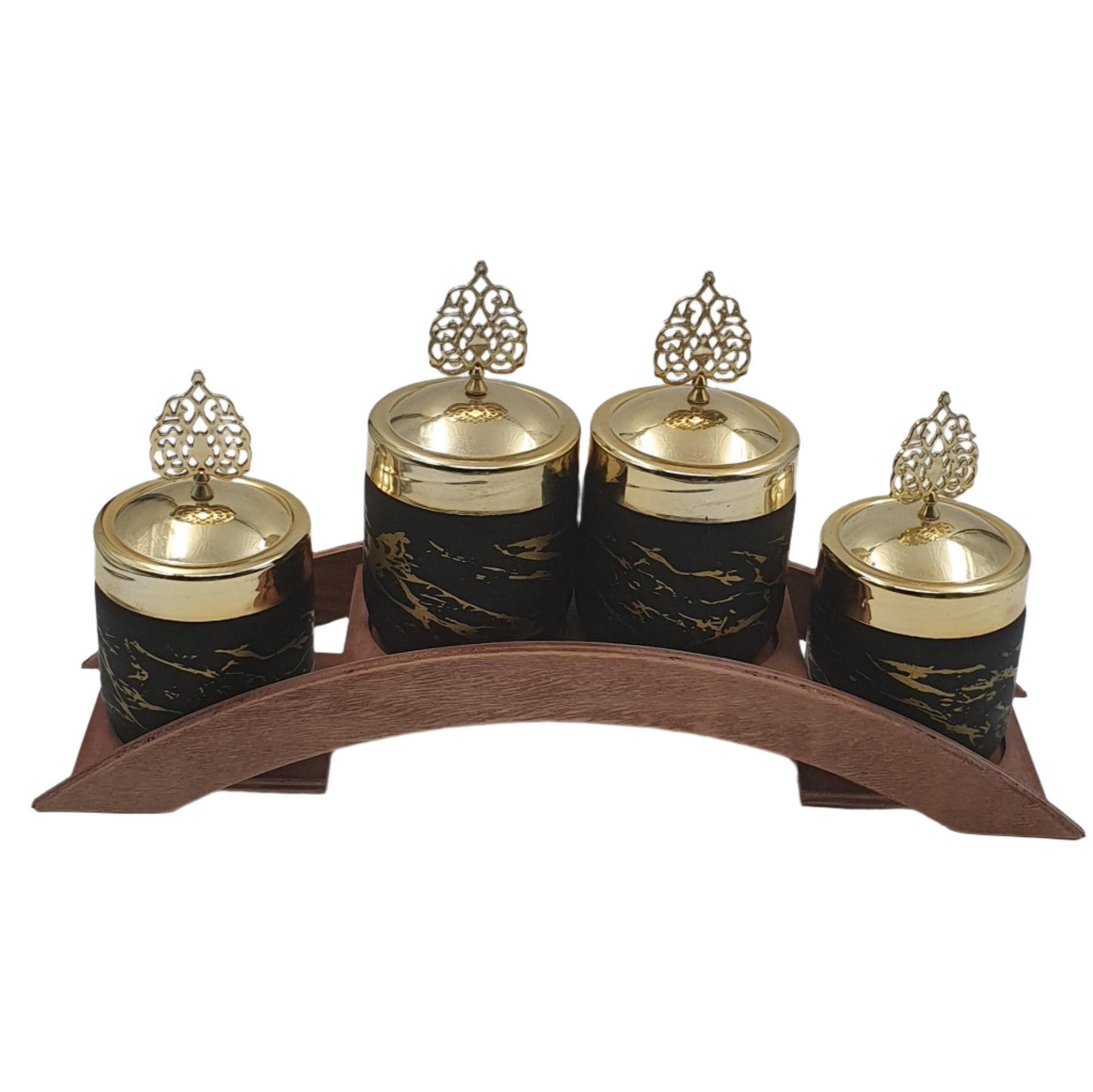 4 Piece Glass Jar Set With Stand