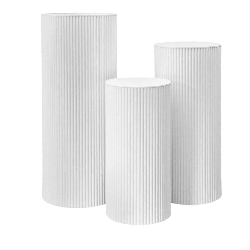 3 Piece Round White Deco Stand
