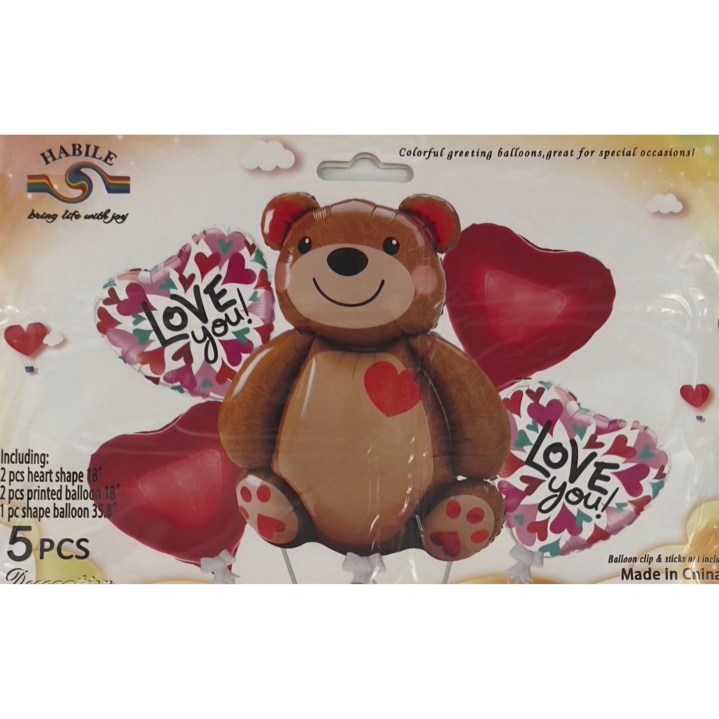 5 Piece Foil Teddy Balloon
