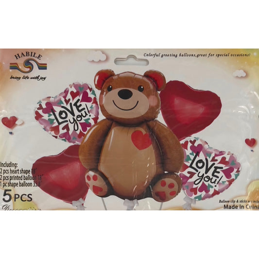 5 Piece Foil Teddy Balloon
