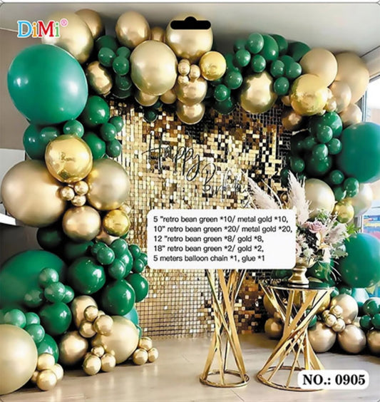 Green And Gold Balloon Set