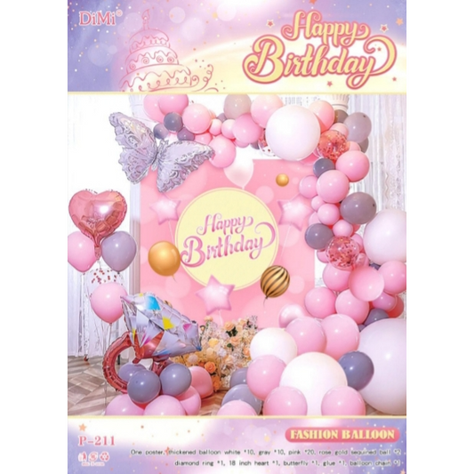 Happy Birthday Pink Balloon Set